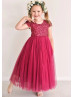 Lace Tulle Keyhole Back Ankle Length Flower Girl Dress